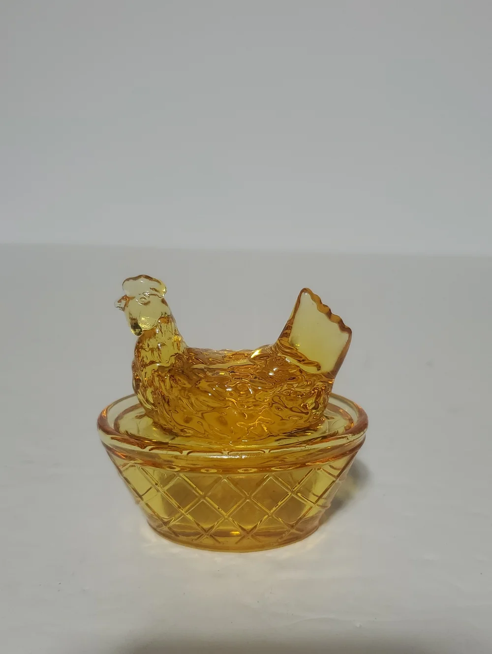 Amber Glass Hen on Nest Decorative Trinket Dish